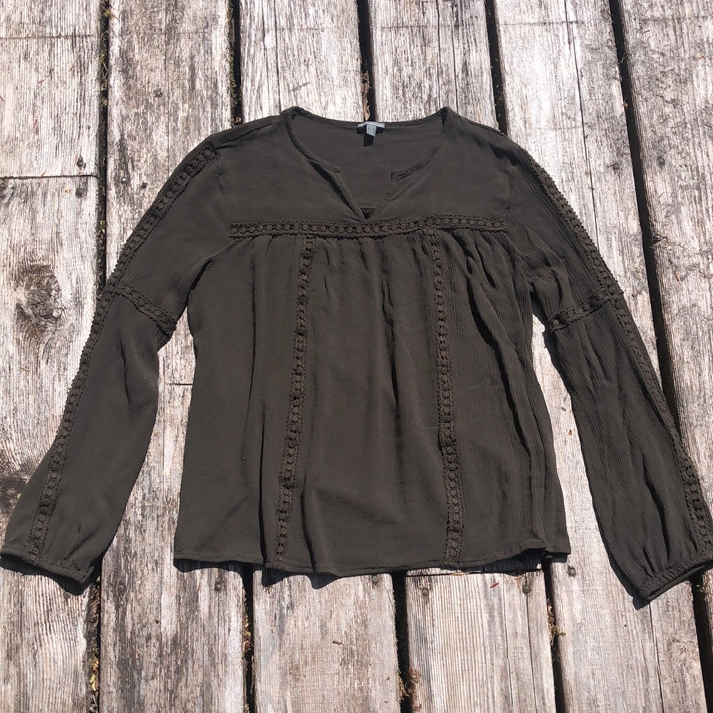 Flowy boho top olive green